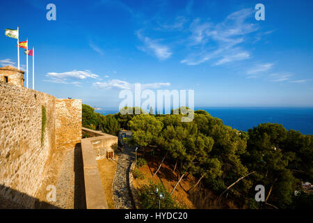 Fortificazione di Castillo de Gibralfaro a Malaga, Costa del Sol, Andalusia, Spagna Foto Stock