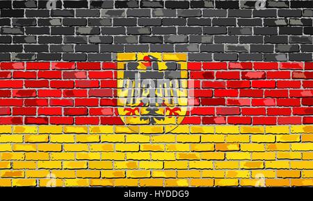 Bandiera tedesca con il simbolo su di un muro di mattoni - Illustrazione, Deutschland bandiera sul mattone sfondo testurizzata Illustrazione Vettoriale