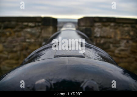 Cannone a Argyle Battery nel Castello di Edimburgo, Scozia Foto Stock