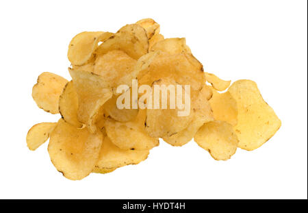 Sale e aceto aromatizzato potato chips isolato su uno sfondo bianco. Foto Stock