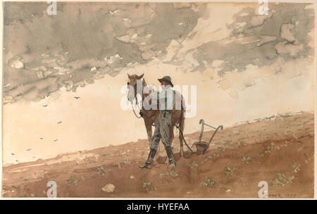 Winslow Homer Uomo con cavallo aratro Foto Stock