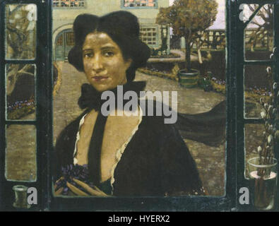 "Die ersten Veilchen" di Fritz Erler (le prime Viole) del 1901 mette in mostra l'attenzione dell'artista sulla natura e la sua delicata bellezza. Il pezzo riflette il fascino dei primi anni del XX secolo per il simbolismo e la rappresentazione dettagliata di soggetti naturali. Foto Stock