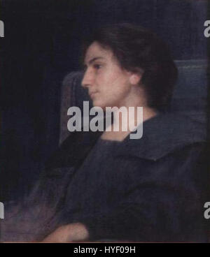 Questo ritratto di Octavian Smigelschi, 'Portretul soției' (Ritratto di sua moglie), cattura la moglie dell'artista con un'espressione dettagliata e un'atmosfera intima, riflettendo la ritrattistica rumena dei primi anni del XX secolo. Foto Stock