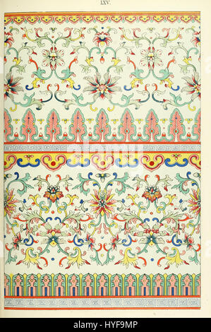 "Examples of Chinese Ornament" di Owen Jones (1867) include illustrazioni dettagliate che mostrano il design intricato e i motivi ornamentali dell'arte cinese. Questo lavoro serve come risorsa per comprendere le arti decorative cinesi Foto Stock