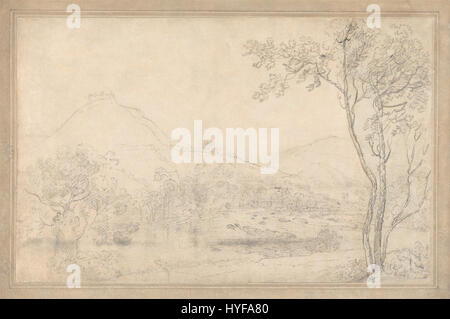 Questo dipinto di Richard Wilson raffigura il Castell Dinas Bran, un castello in rovina nel Galles, circondato da un paesaggio spettacolare. La scena mette in evidenza il netto contrasto tra le antiche rovine e la bellezza naturale della campagna circostante. Foto Stock