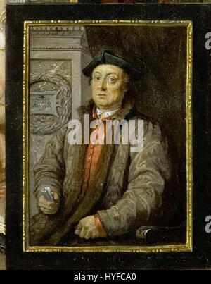 David Teniers II (dettaglio) Ritratto di un uomo sconosciuto di Jan van Scorel Foto Stock