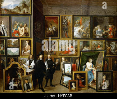 David Teniers II Arciduca Leopoldo Wilhelm e artista nel archducal picture gallery di Bruxelles (1653) Foto Stock