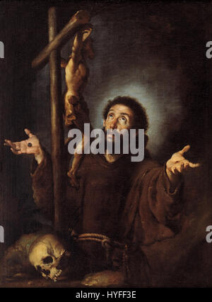 Bernardo Strozzi San Francesco di Assisi adorare il Crocifisso Google Art Project Foto Stock