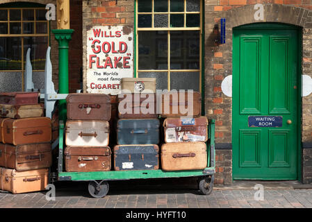 La piattaforma della stazione, sheringham, North Norfolk, Inghilterra Foto Stock