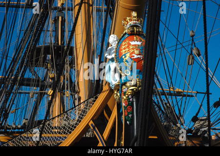 AJAXNETPHOTO. PORTSMOUTH,Inghilterra - POLENA - SU HMS Victory, ammiraglio Horatio Nelson nave ammiraglia nella battaglia di Trafalgar. Foto:JONATHAN EASTLAND/AJAX REF:RD52211/874 Foto Stock