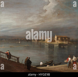 Questa vista del 1722 di San Cristoforo, San Michele e Murano dalla fondamenta nuove di Venezia cattura l'iconico paesaggio veneziano con le sue chiese e isole prominenti nella laguna. Foto Stock