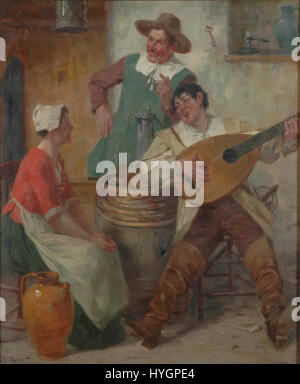 La "scena della taverna" di Victor Schivert raffigura un momento durante la guerra dei trent'anni, mostrando soldati e civili in un ambiente taverna. L'opera riflette il clima sociale e politico del periodo della guerra. Foto Stock