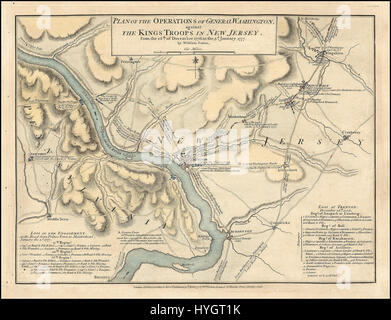 Washington l'incrocio del fiume Delaware mappa Foto Stock