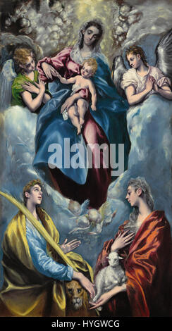 El Greco Madonna con Bambino e San Martina e Sant'Agnese (SNG) Foto Stock