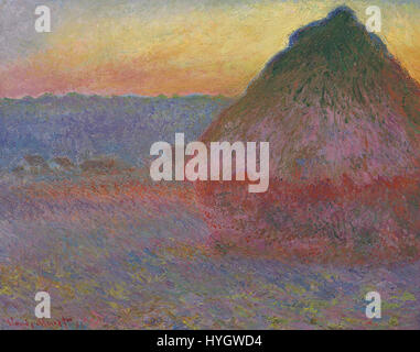 Masso di grano alla luce del sole, un dipinto di Claude Monet, un artista impressionista francese, creato nel 1891, che presenta un massa di grano alla luce del sole. Foto Stock