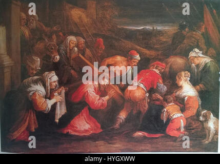 David Teniers dopo Francesco Bassano portando la croce, Cristo incontra Veronica Foto Stock