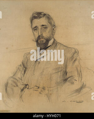 Un dipinto di Ramon Casas, esposto al MNAC (Museo Nazionale d'Arte della Catalogna). L'opera raffigura Manuel Fabra, che riflette lo stile di Casas di ritrattistica modernista e la sua attenzione sull'acquisizione di personalità con grandi dettagli. Foto Stock