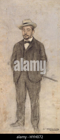 Le opere d'arte di Ramon Casas, esposte al Museu Nacional d'Art de Catalunya, illustrano lo stile distintivo dell'artista, catturando la vita moderna e le scene sociali all'inizio del XX secolo in Spagna, spesso con particolare attenzione alla ritrattistica e alle ambientazioni urbane. Foto Stock