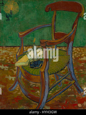 "De stoel van Gauguin" (la cattedra di Gauguin) è un famoso dipinto di Vincent van Gogh. È stato creato durante il suo periodo nel sud della Francia, simboleggiando la sua complessa relazione con il collega artista Paul Gauguin. Foto Stock