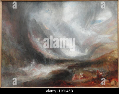 Un dipinto di Joseph Mallord William Turner, raffigurante i drammatici eventi naturali nella Valle d'Aosta, tra cui una tempesta di neve, una valanga e un temporale. L'opera d'arte, datata 1836-1837, si tiene all'Art Institute of Chicago. Foto Stock