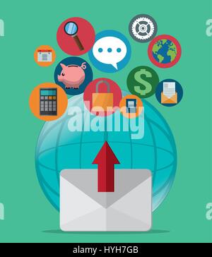 Sms e icona impostare Illustrazione Vettoriale