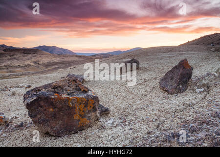Tramonto alle colline dipinte, John Day Fossil Beds National Monument, Oregon. Foto Stock