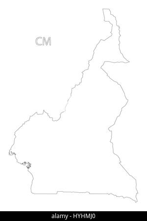 Camerun delineano silhouette illustrazione della mappa Illustrazione Vettoriale