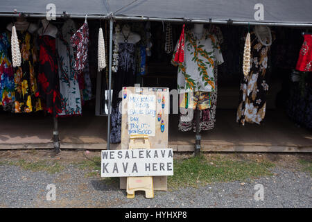 KAHUKU, Oahu, HAWAII - Febbraio 27, 2017: radici di Kava open-air shop all'foodtruck proprietà vicino la shrimp farm e il paese di Kahuku sulla N Foto Stock