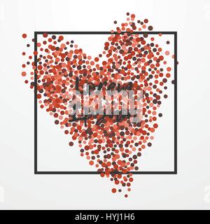Cuore rosso coriandoli illustrazione vettoriale Red coriandoli a forma di cuore nel riquadro nero e un iscrizione Illustrazione Vettoriale