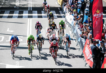 Corridori ciclisti, Sprint, volta a Catalunya 2017, volta de Catalunya, Barcelona, ​​Spain Foto Stock