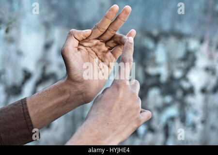 British Sign Language (BSL) è predominante la lingua dei segni della comunità dei sordi negli Stati Uniti e la maggior parte del Canada anglofono. Foto Stock