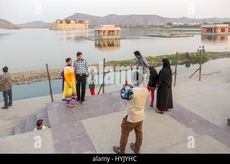 Jal Mahal der Wasserpalast, Jaipur, Rajasthan, Indien Foto Stock