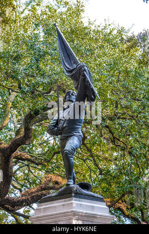 Savannah, Georgia. Monumento a sergente William Jasper, rivoluzionario eroe di guerra. Madison Square. Foto Stock