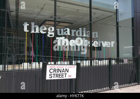 Gli uffici del tutore e l'osservatore quotidiani a King's Cross, Londra Foto Stock