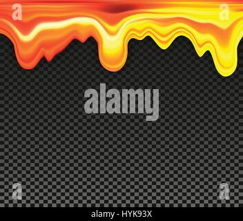 Il gocciolamento di miele nero su sfondo a scacchi, colore dorato di olio o di caramello illustrazione vettoriale Illustrazione Vettoriale