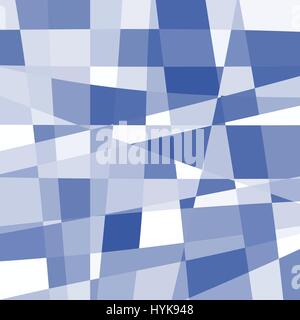 Abstract isolato di colori blu e bianco insolito sfondo a scacchi, rettangoli di diverse forma irregolare sfondo, inusuale pattern texture illustrazione vettoriale Illustrazione Vettoriale