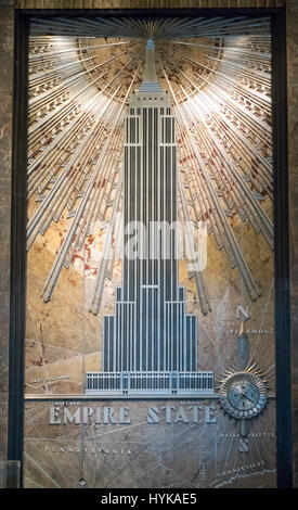 La lobby, Empire State Building, Manhattan, New York City, Stati Uniti d'America Foto Stock