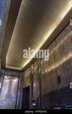 La lobby, Empire State Building, Manhattan, New York City, Stati Uniti d'America Foto Stock