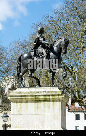 Re Guglielmo III statua, Queen Square, Bristol, Regno Unito Foto Stock