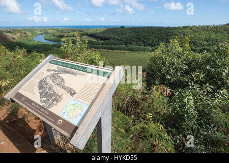 Informazioni indicazioni per Fiume Wailua parco statale, Wailua, Kauai, Hawaii, STATI UNITI D'AMERICA Foto Stock