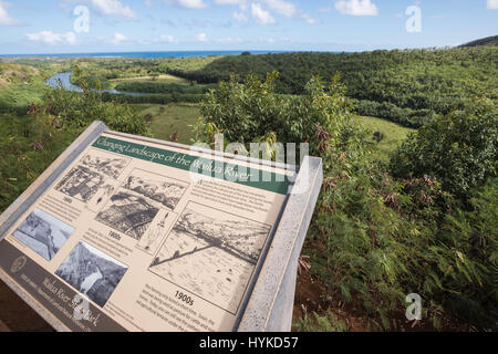 Informazioni indicazioni per Fiume Wailua parco statale, Wailua, Kauai, Hawaii, STATI UNITI D'AMERICA Foto Stock