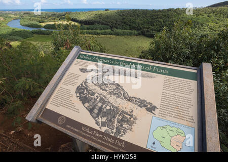 Informazioni indicazioni per Fiume Wailua parco statale, Wailua, Kauai, Hawaii, STATI UNITI D'AMERICA Foto Stock