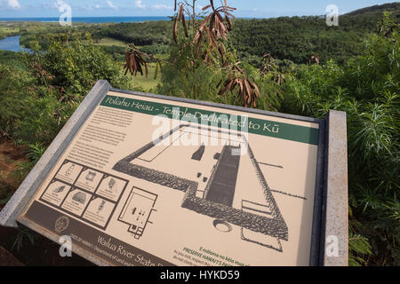 Informazioni indicazioni per Fiume Wailua parco statale, Wailua, Kauai, Hawaii, STATI UNITI D'AMERICA Foto Stock