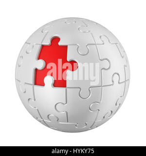 Puzzle sferico isolato Foto Stock