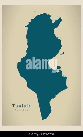 Mappa moderno - Tunisia TN Illustrazione Vettoriale