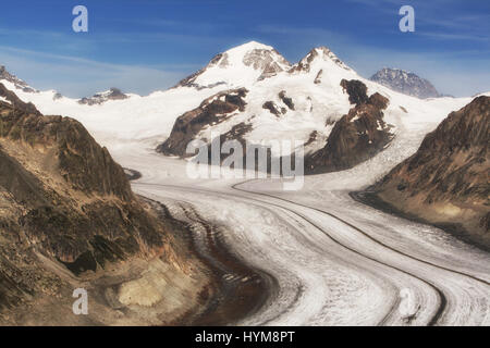 Aletsch arena ghiacciaio in Svizzera di montagna delle Alpi Foto Stock