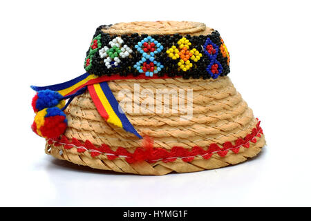 Maramures tradizionale hat su sfondo bianco Foto Stock