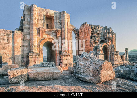 La Jerash rovine della Giordania sono le meglio conservate rovine Romane al di fuori dell'Italia. Foto Stock