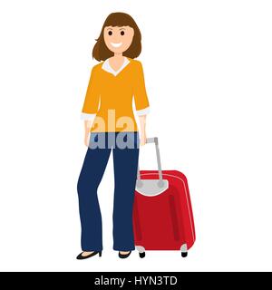 Donna turistico con una valigia Illustrazione Vettoriale