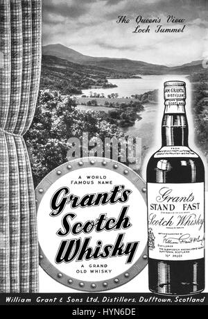 1953 British un quarto di pagina di pubblicità per la concessione dello Stand Fast Scotch Whisky. Foto Stock